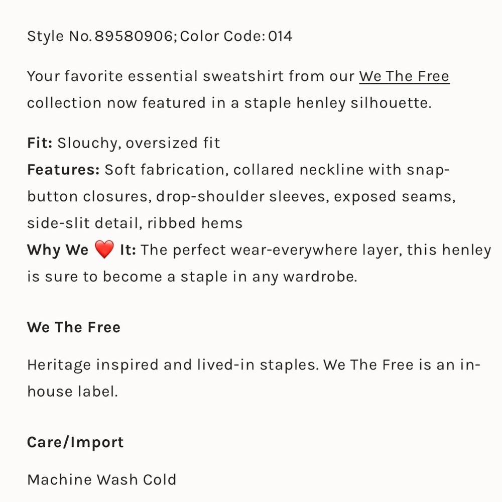 ▪️NWT Free People Camden Henley Sweatshirt in Laurel Oak - Picture 6 of 10